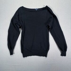Gap Sweater Women S Black Boat Neck Cotton Silk Blend Long Sleeve